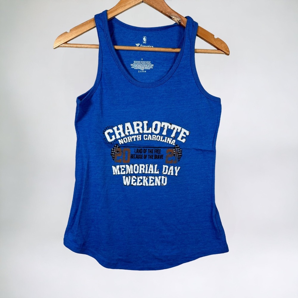 New Charlotte NC Memorial Day Weekend Tank Top Small Blue Racing NASCAR Military